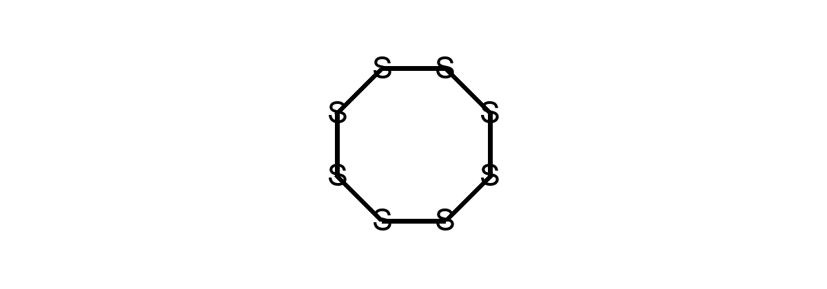 Elemental Sulfur molecule illustration
